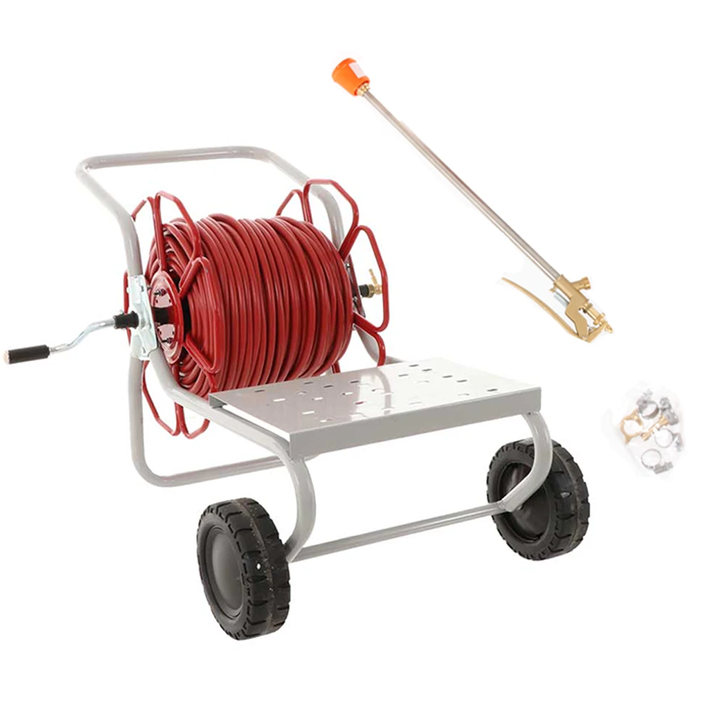 Avvolgitubo Irrorazione Petalo Con Carrello - Tubo 100 Mt - 20 Bar - Con Lancia A Leva In Ottone