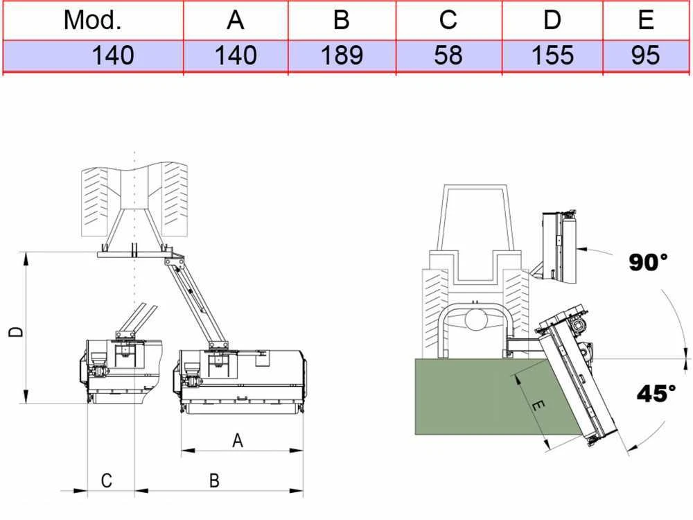 Premium Line A-MS 140 - Trincia Argini Laterale Per Trattore - Serie Media - immagine 11